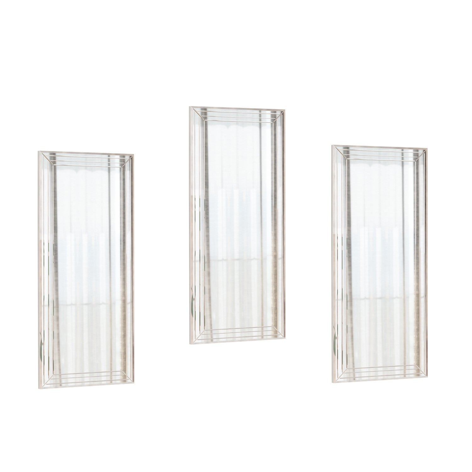 Lot de 3 miroirs muraux décoratifs Ialia L30xH70cm Motif Géométrique