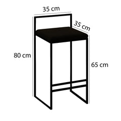 Ensemble Table et 4 chaises de bar Koumo Bois clair, Métal et Velours Noir