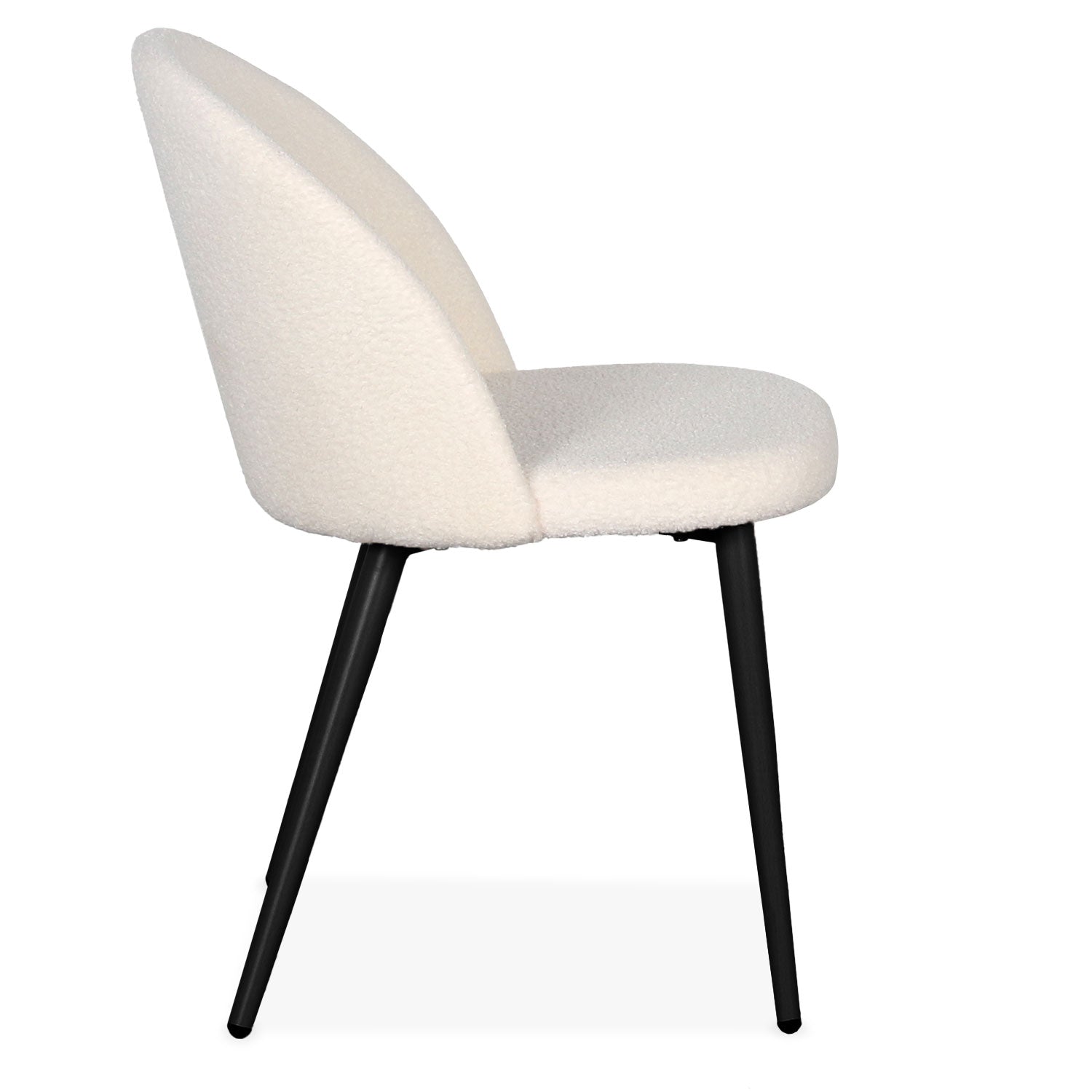 Lot de 2 chaises Maury Métal noir et Tissu bouclette Crème