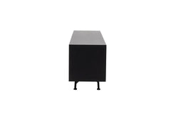 Meuble Tv Fidole L180cm Bois Noir et Cannage Beige