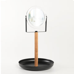 Présentoir de bijoux avec miroir Maxipile D20,5xH19cm Pin massif foncé et Métal Noir