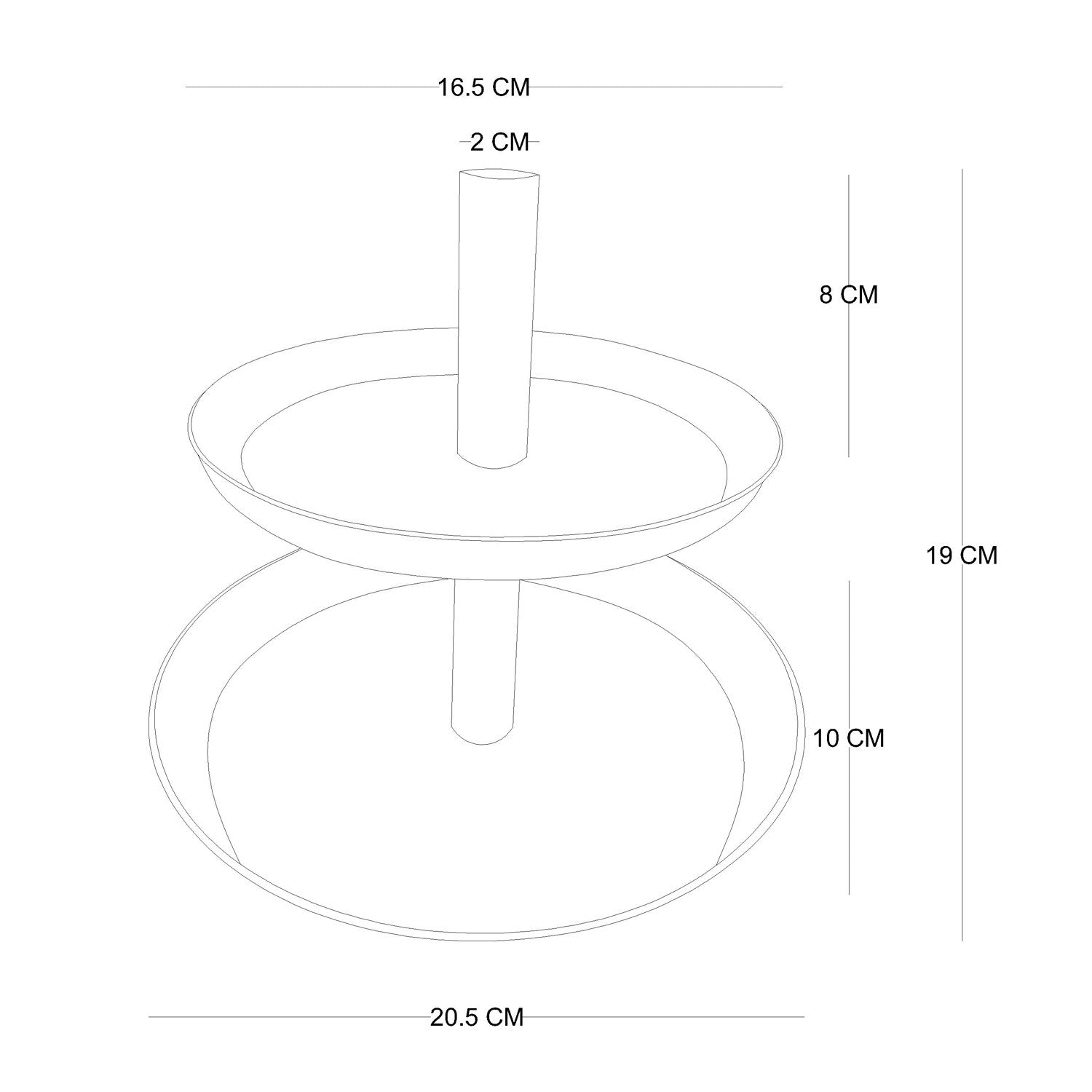 Plateau de présentation Maxipile D20,5xH19cm Pin massif clair et Métal Or