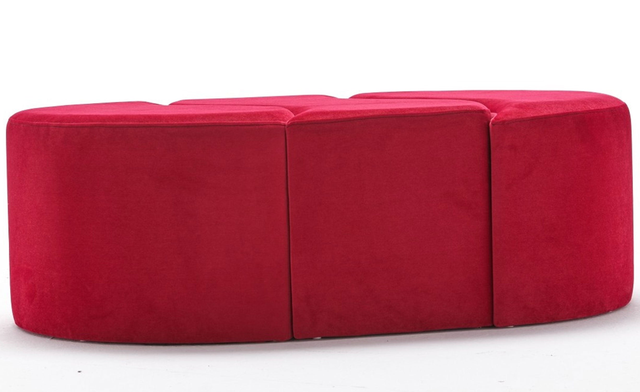 Lot de 3 poufs puzzle Ratsel Velours Rouge