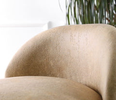 Pouf design Cuvelo D45cm Cuir  Beige avec base Or