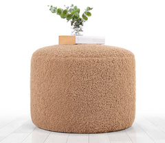 Pouf Naxe D53cm Tissu bouclette Café