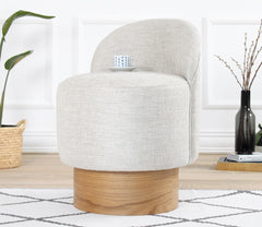 Pouf design Sada Bois clair et Tissu Gris clair