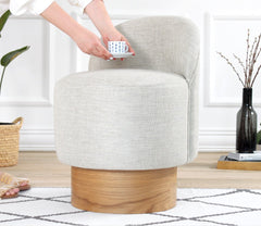 Pouf design Sada Bois clair et Tissu Gris clair