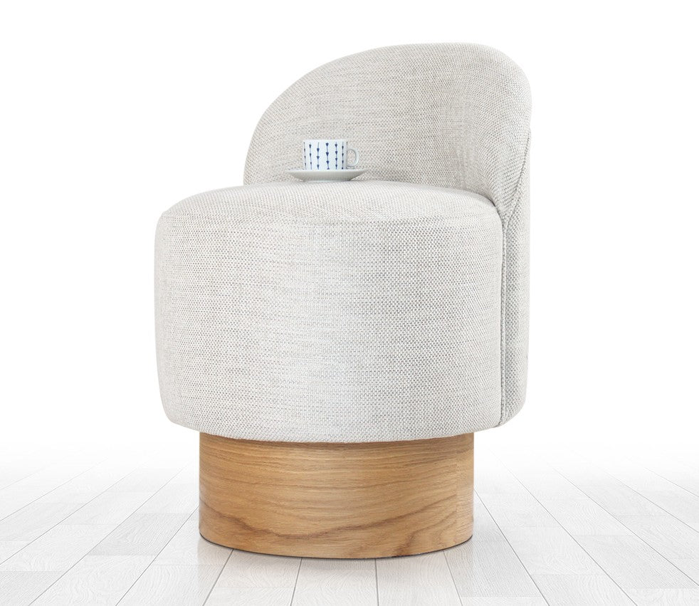 Pouf design Sada Bois clair et Tissu Gris clair