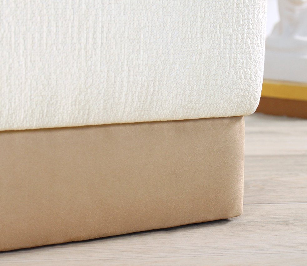 Pouf carré Martano Tissu Blanc crème et Beige