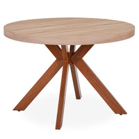 Table ronde extensible en bois avec rallonges et pied central