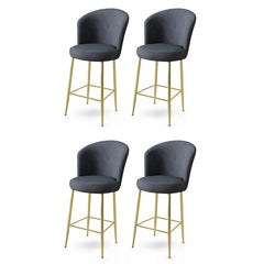 Lot de 4 chaises de bar Floranso Velours Anthracite et Métal Or