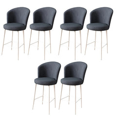 Lot de 6 chaises de bar Valatio Velours Anthracite et Métal Blanc