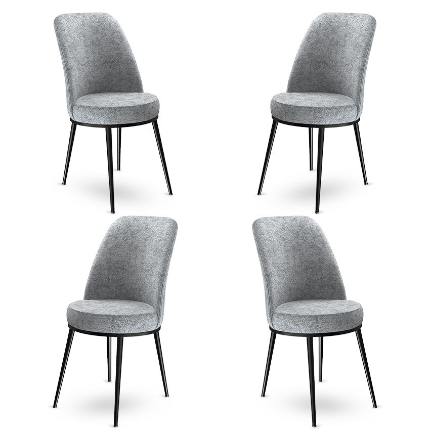 Lot de 4 chaises Olgino Velours Gris et Métal Noir