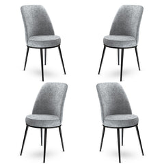 Lot de 4 chaises Olgino Velours Gris et Métal Noir