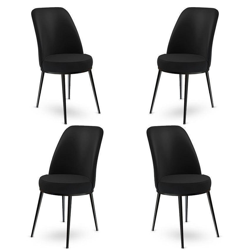 Lot de 4 chaises Olgino Velours et Métal Noir