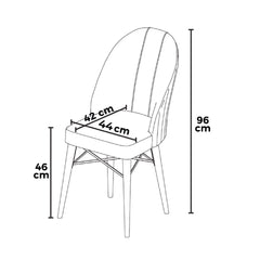 Lot de 6 chaises Veriso Velours Anthracite et Métal Blanc