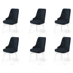 Lot de 6 chaises Komia Velours Anthracite et Métal Blanc