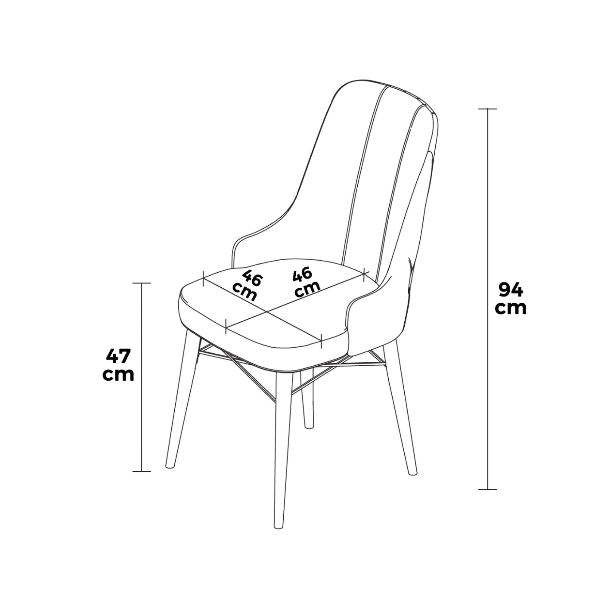 Lot de 6 chaises Komia Velours Anthracite et Métal Blanc