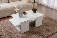 Ensemble table basse et 2 bouts de canapés gigognes Bernin Bois Blanc