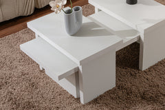 Ensemble table basse et 2 bouts de canapés gigognes Bernin Bois Blanc