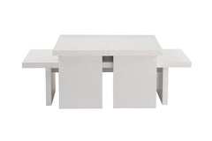 Ensemble table basse et 2 bouts de canapés gigognes Bernin Bois Blanc