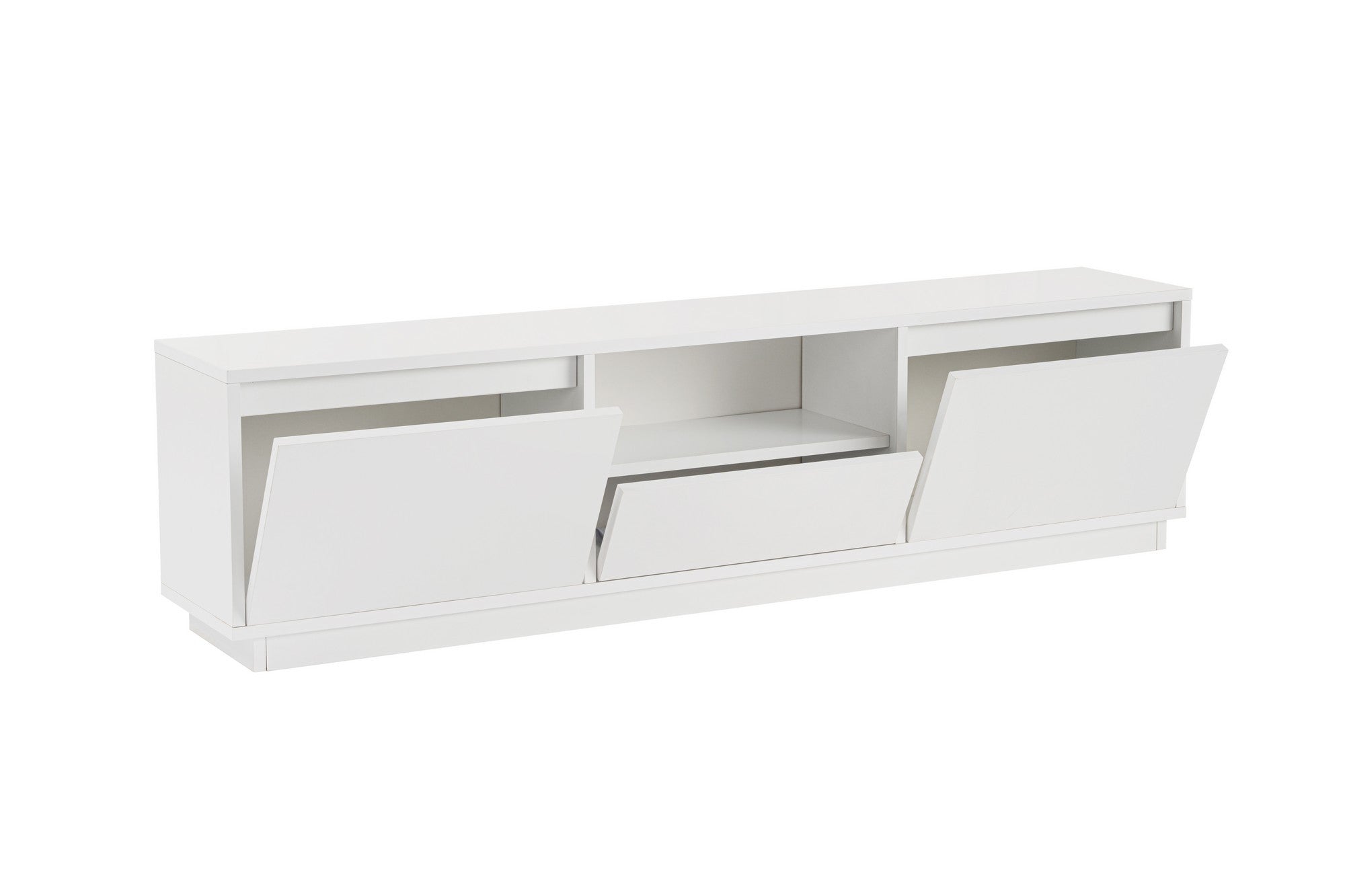 Meuble tv moderne 3 portes basculantes Diazon L160cm Blanc