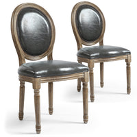 Ensemble de 2 chaises médaillon en simili cuir gris