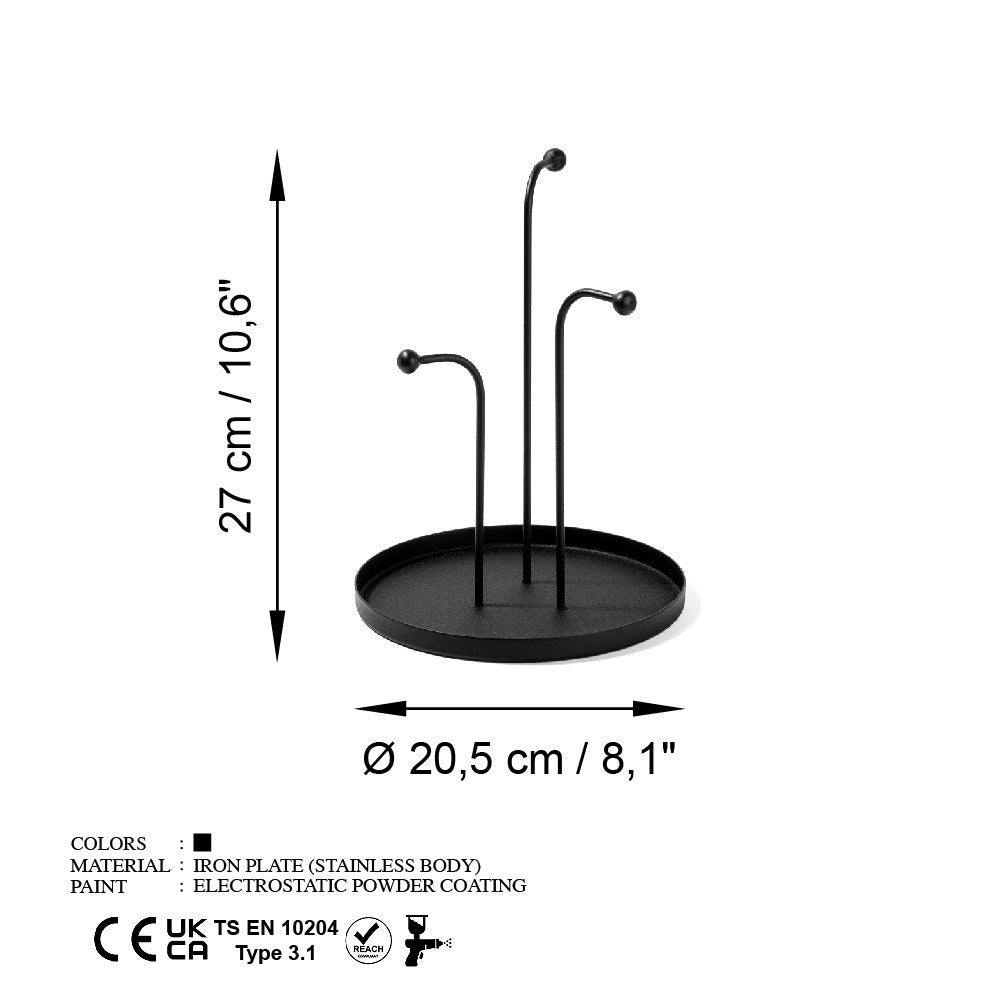 Présentoir Fency D20xH27cm Métal Noir