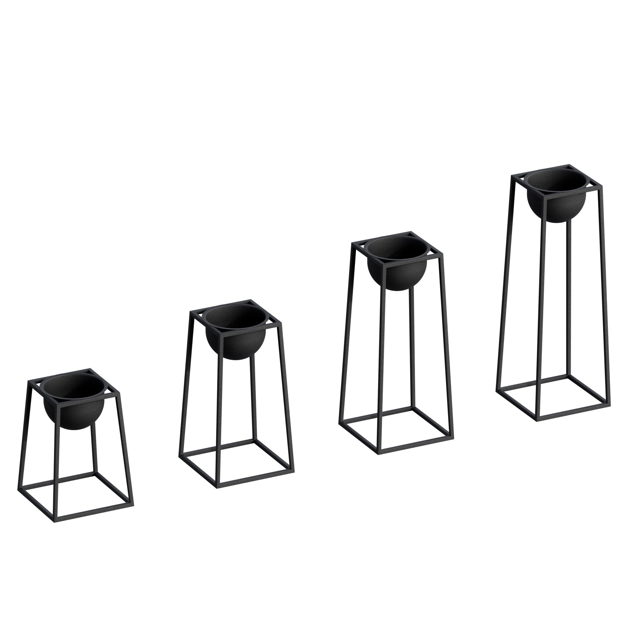 Lot de 4 cache-pots / Bougeoirs Design avec support Feliz Métal Noir