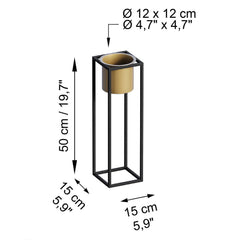 Cache-pot / Bougeoir Design avec support Konten Métal Noir et Or