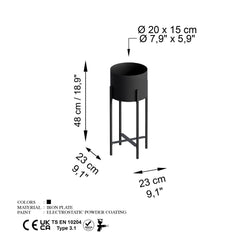 Cache-pot / Bougeoir Design avec support Belin Métal Noir