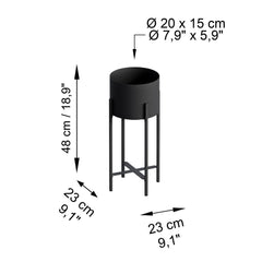 Cache-pot / Bougeoir Design avec support Belin Métal Noir