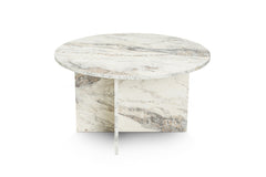 Table basse ronde style contemporain Nivalia D80cm Effet marbre Blanc