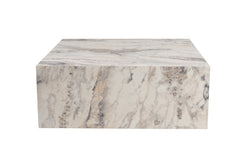 Table basse carrée style contemporain Freezia L90cm Effet marbre Blanc