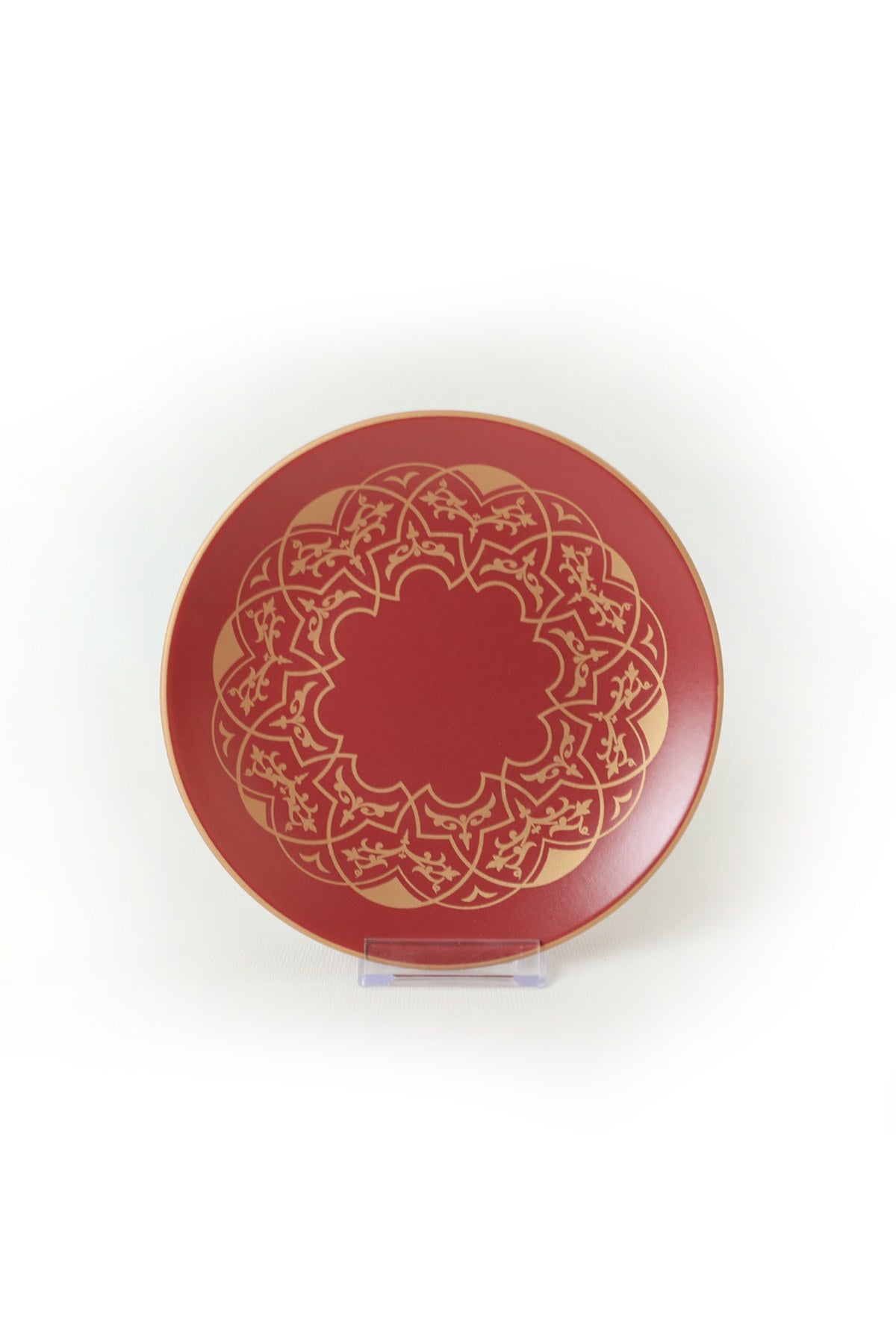 Service de table 24 pièces Henah Céramique Motif Mandala Rouge et Or