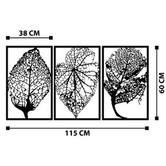 Set de 3 cadre murales décoratives feuilles d'automne Moemy L38xH60cm Métal Noir