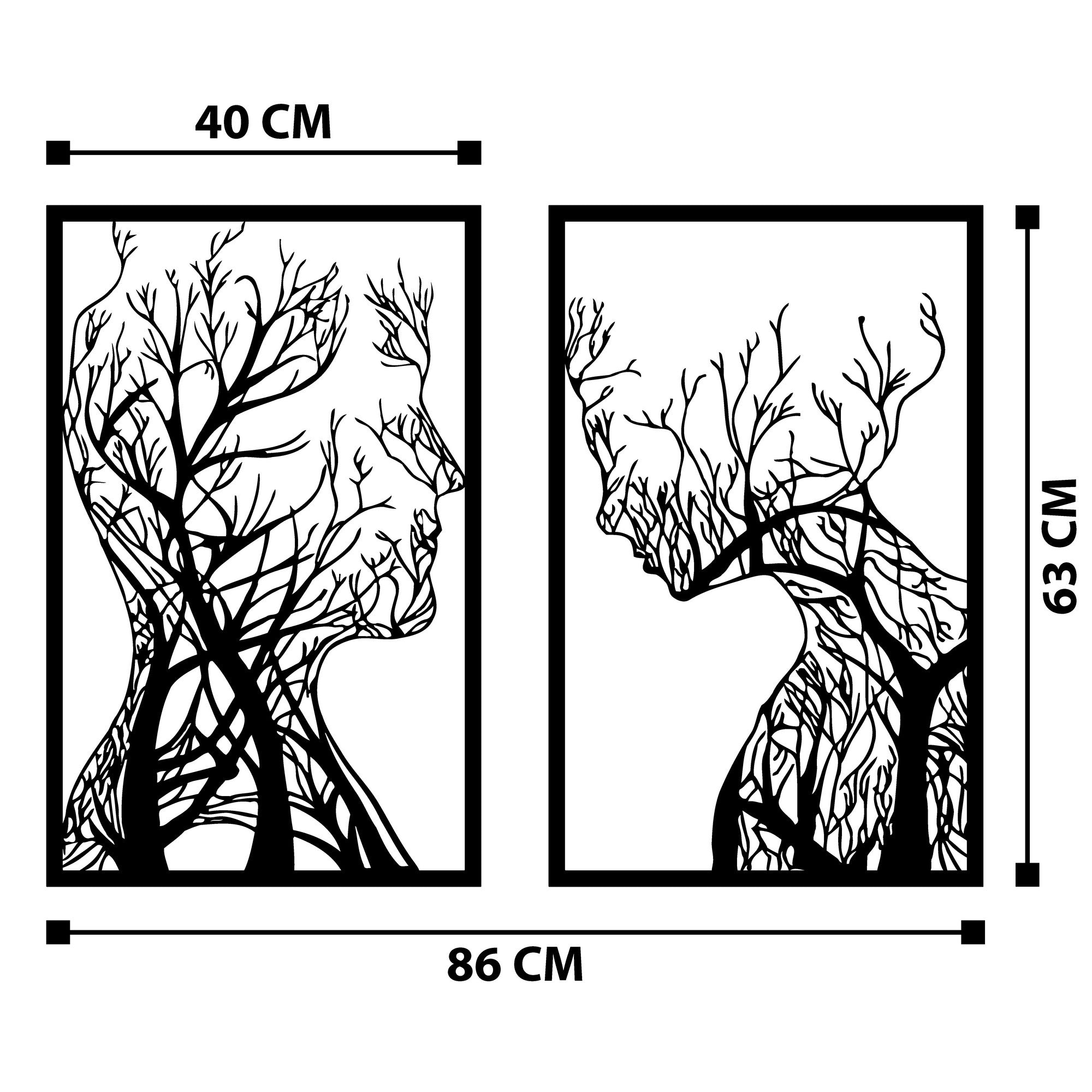 Set de 2 cadres murales décoratives Teido L40xH63cm Métal Noir