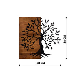 Décoration murale arbre Vidaly L58xH58cm Bois foncé et Métal Noir