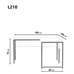 Bureau d'angle Weise L140cm Métal Noir et Bois Blanc