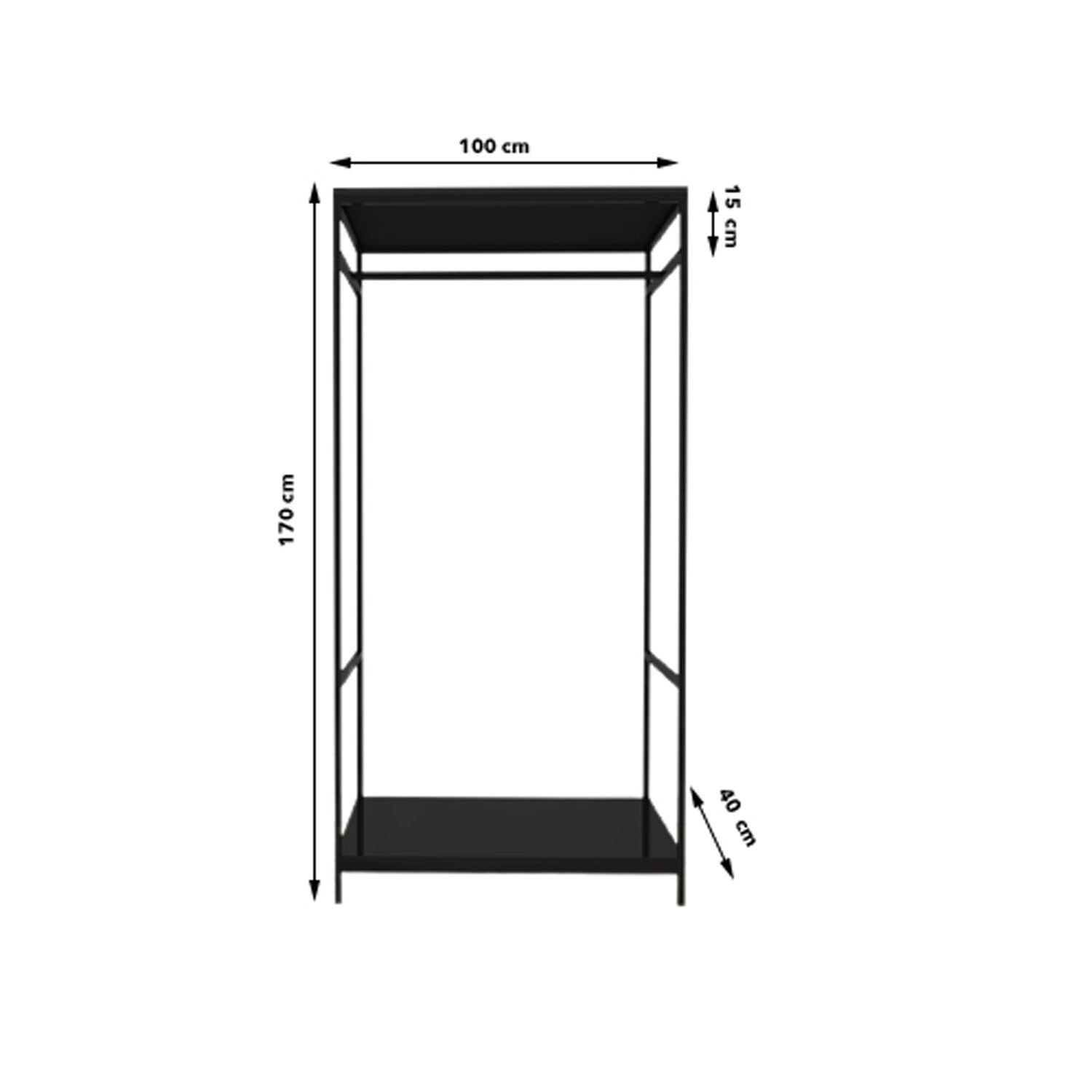 Portant à vêtements style industriel Mirma L100xH170cm Bois et Métal Noir