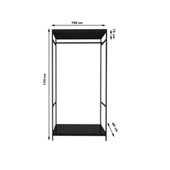 Portant à vêtements style industriel Mirma L100xH170cm Bois et Métal Noir