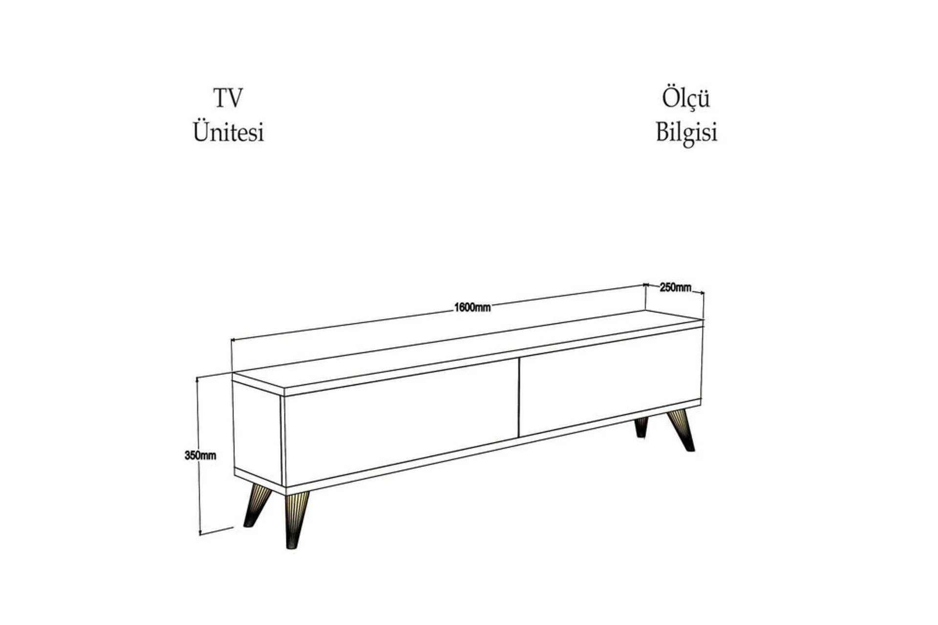 Meuble TV 160cm moulures horizontales Tacott Bois et Blanc