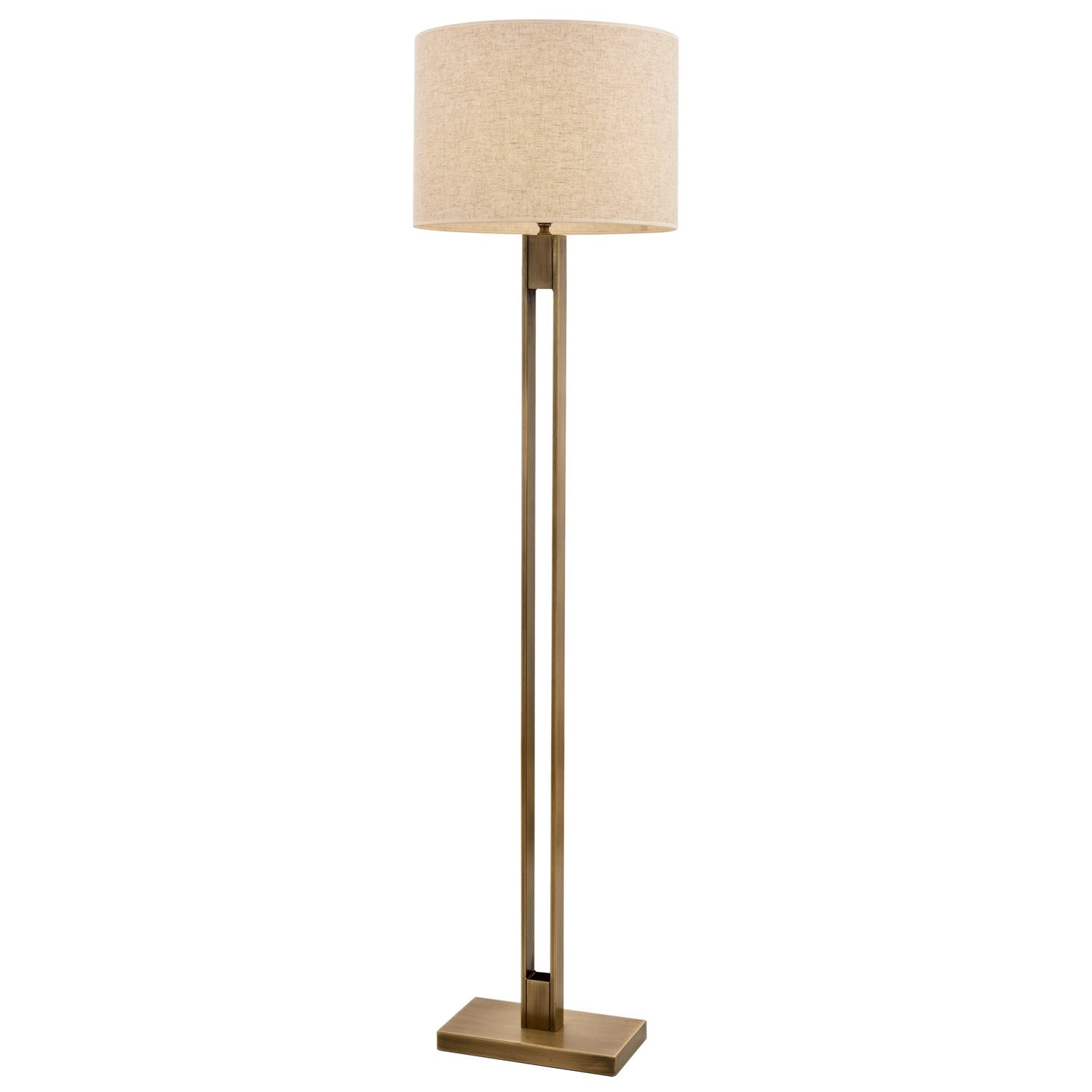 Lampadaire design Sanda L160cm Abat jour Crème vintage avec support Métal Or antique