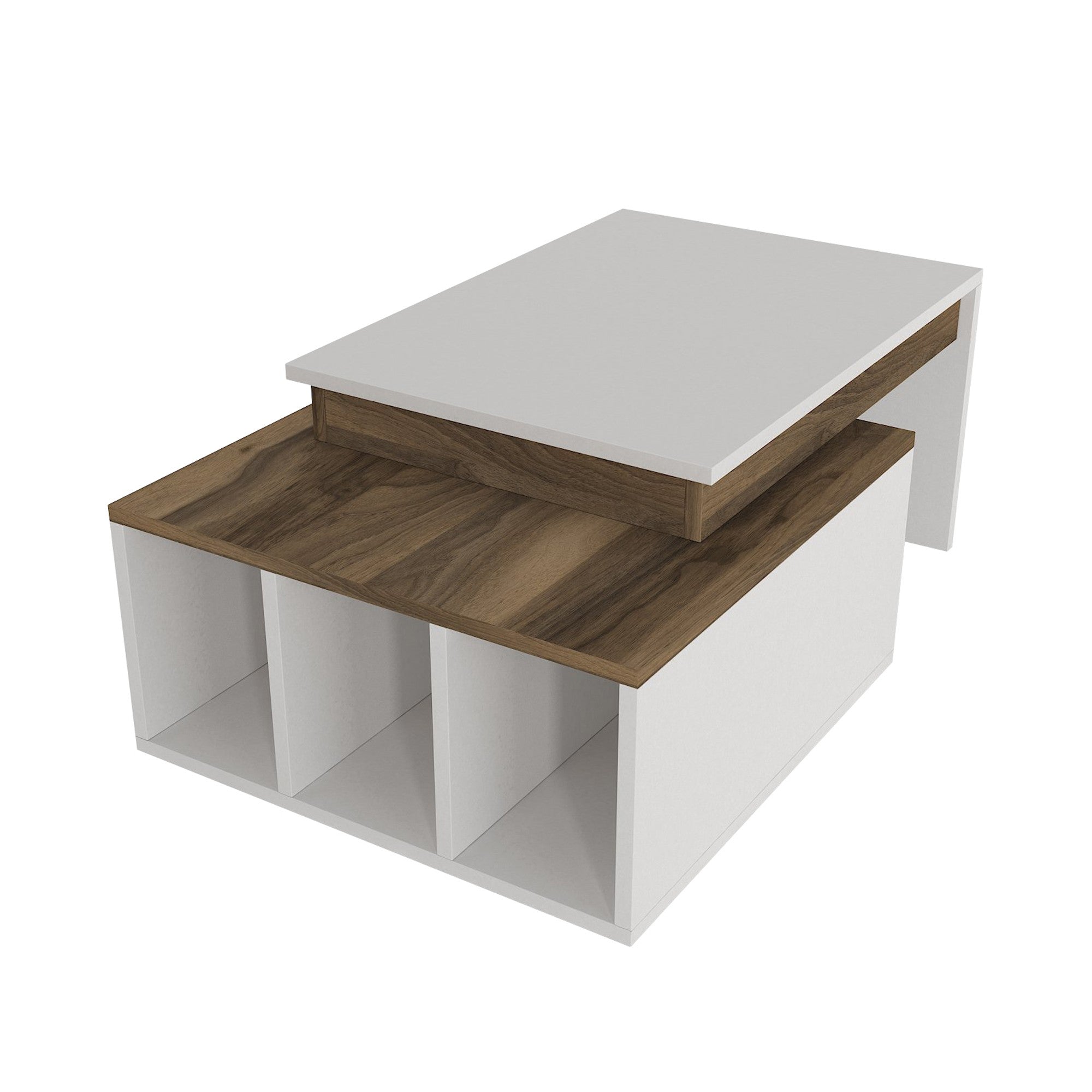 Table basse Kasbiel L90xP60cm Bois et Blanc