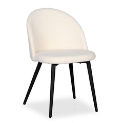Lot de 2 chaises Maury Métal noir et Tissu bouclette Crème