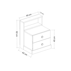 Table de chevet moderne 2 tiroirs Hayah L49xH62cm Blanc