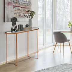 Console Totem Verre et Métal Cuivré