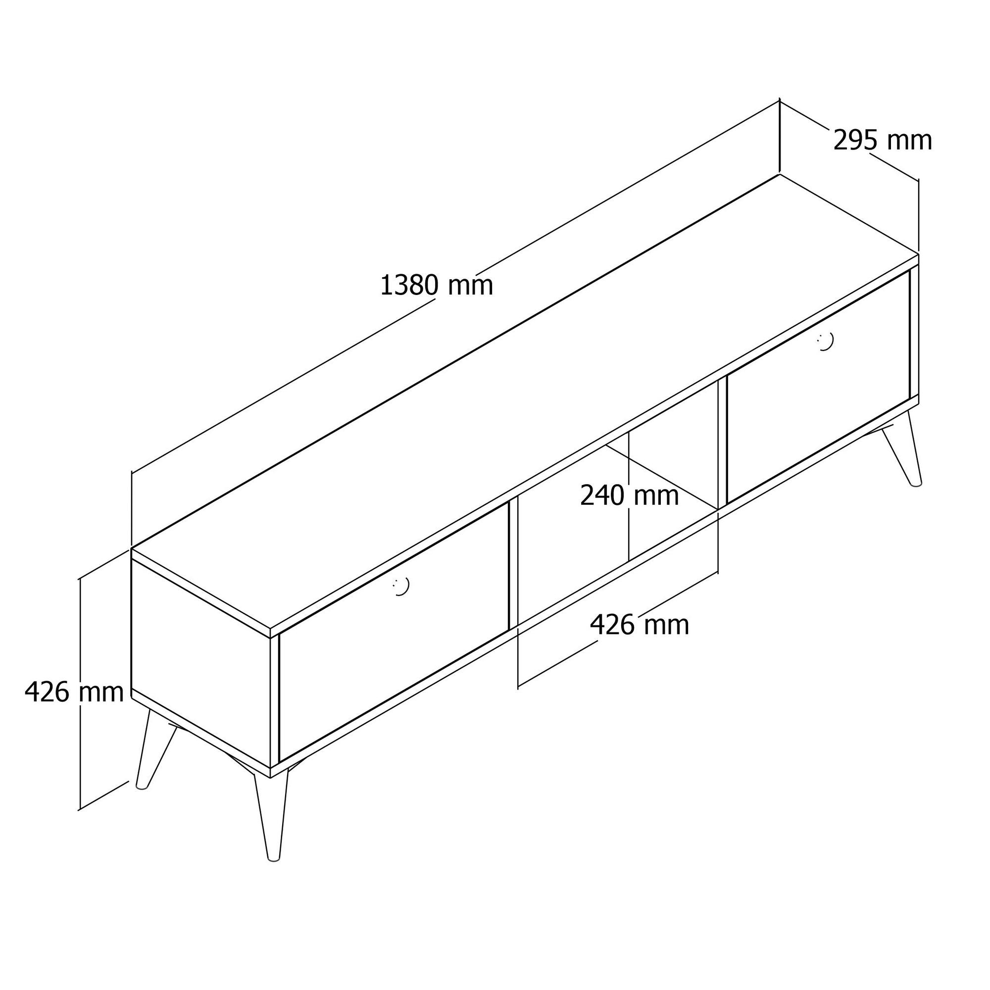 Meuble Tv Vagu L138cm Chêne clair