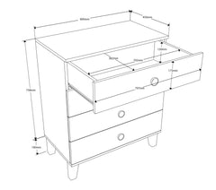 Commode 4 tiroirs Venito L80cm Blanc et Bois clair