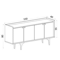 Buffet design 4 portes battantes Celina L150cm Blanc et Or